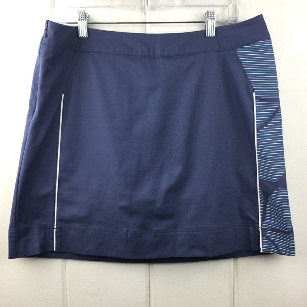 Adidas Golf Skort Blue & Turquoise Clover Stripes Clima Cool, Size 10